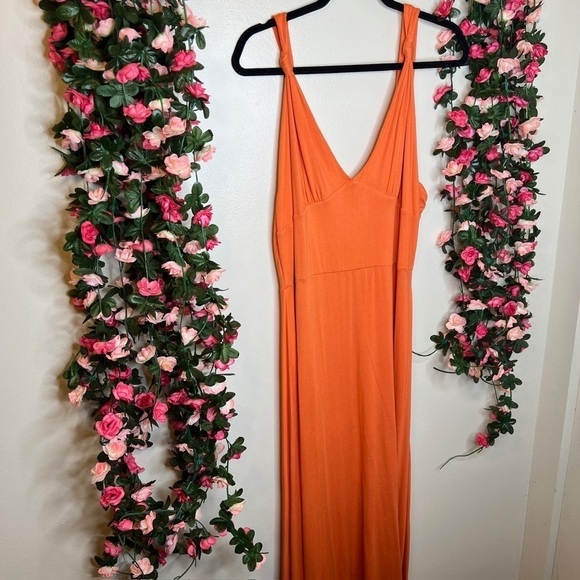 Spiegel Orange Spaghetti Strap V-Neck Dress Women’s Large Bodycon Party Bright - Picture 4 of 10